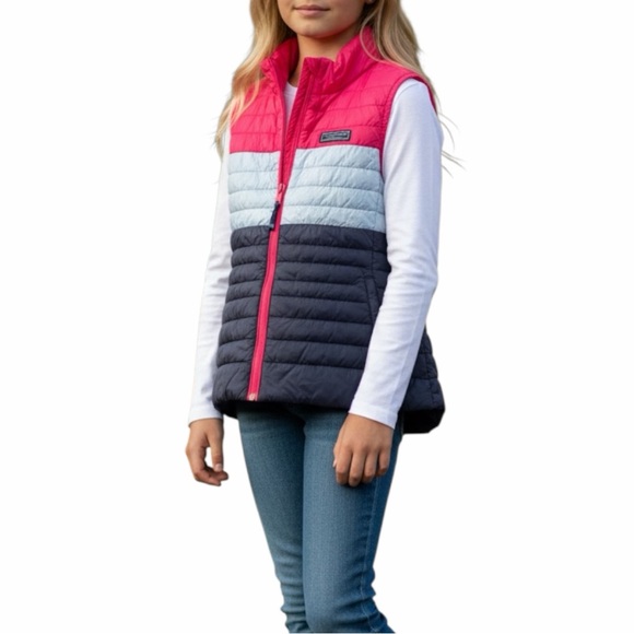 VINEYARD VINES Pink and Blue Puffer Vest with inside zipper pocket